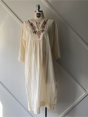 Forte_Forte Embroidered Wool Cotton Midi Dress | Ivory Boho Luxury Italian 1(S)